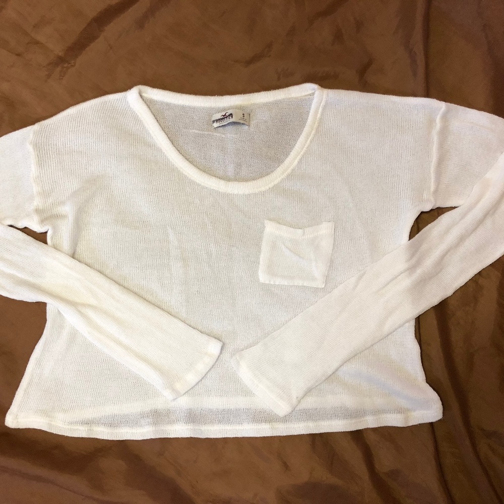 Hollister semi sheer long sleeve crop